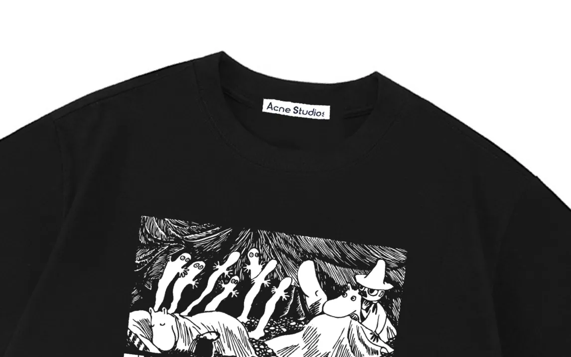 Acne Studios Moomin Series 2026 New Arrival logo Same Style t 100％ 32 ：Black Size：XS S M L